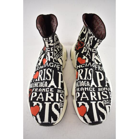 Balenciaga Women's Speed Sock Trainer White Black Red Paris Runner Sneakers 36 - Picture 5 of 11